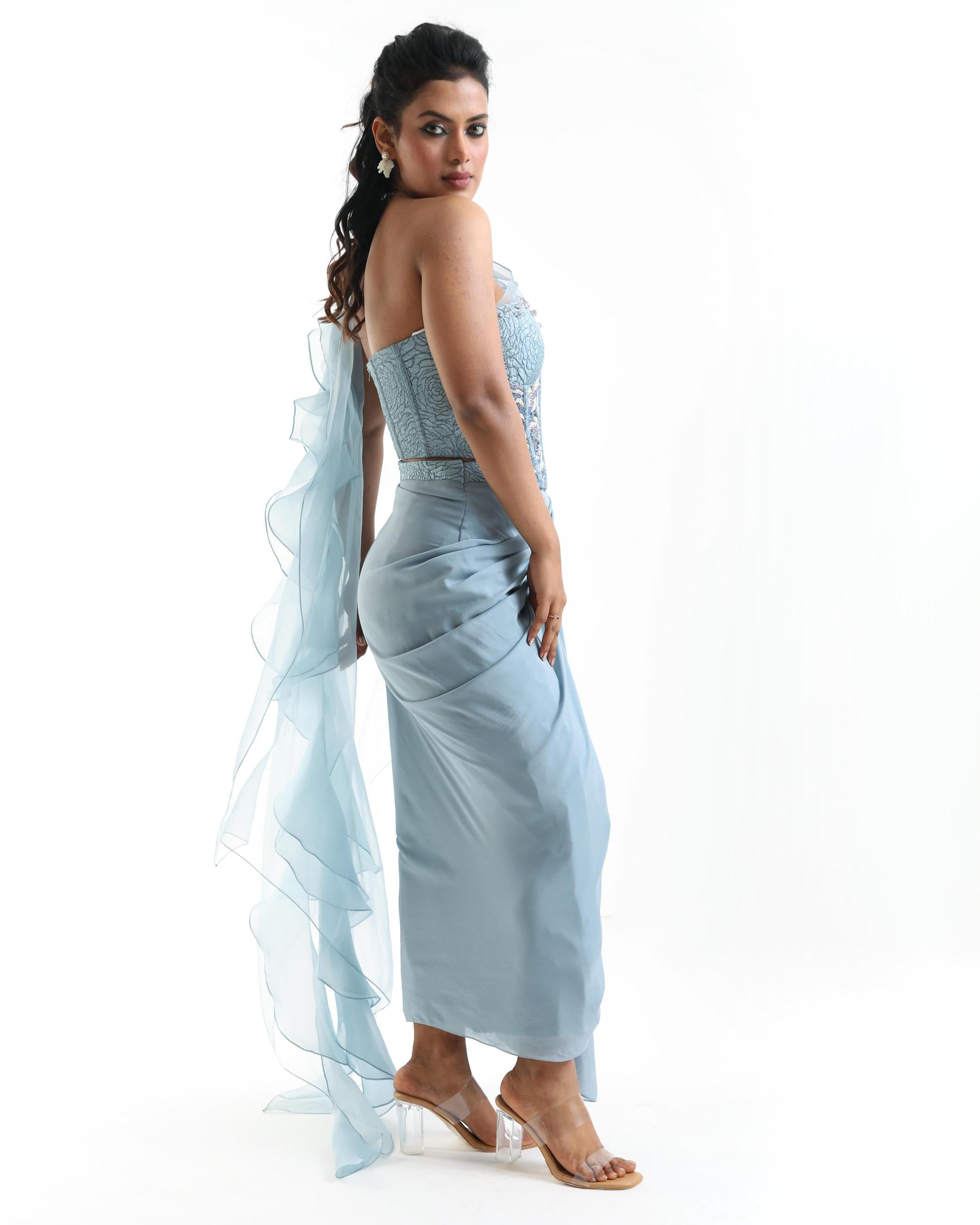 Ice Bloom Drape Skirt
