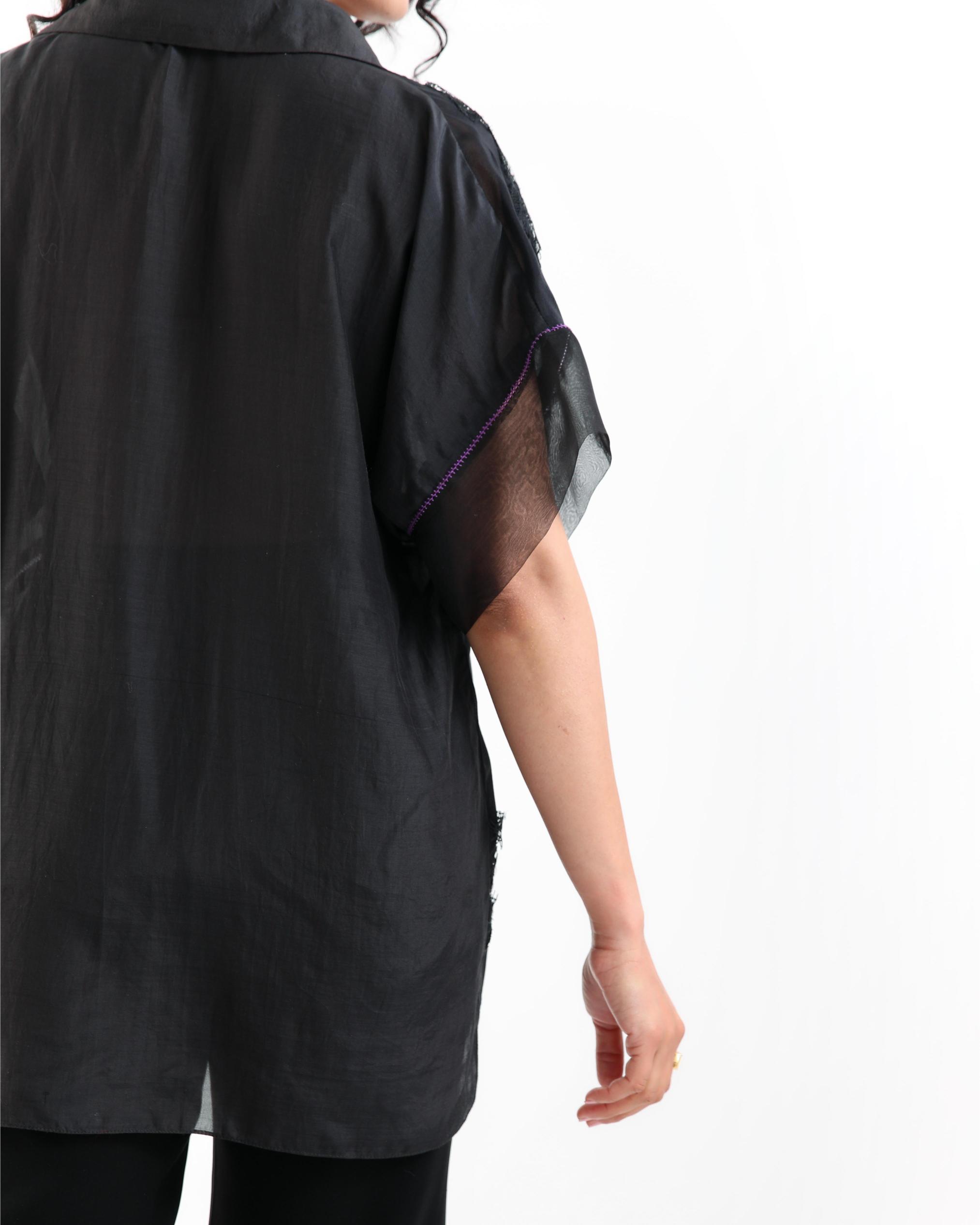 Black Sheer Floral Shirt