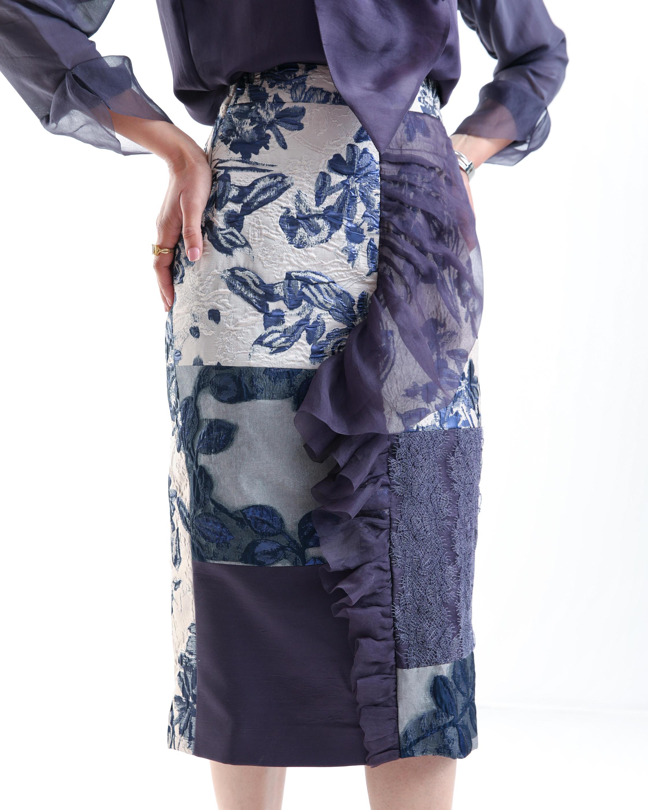 Patchwork Organza & Jacquard Skirt