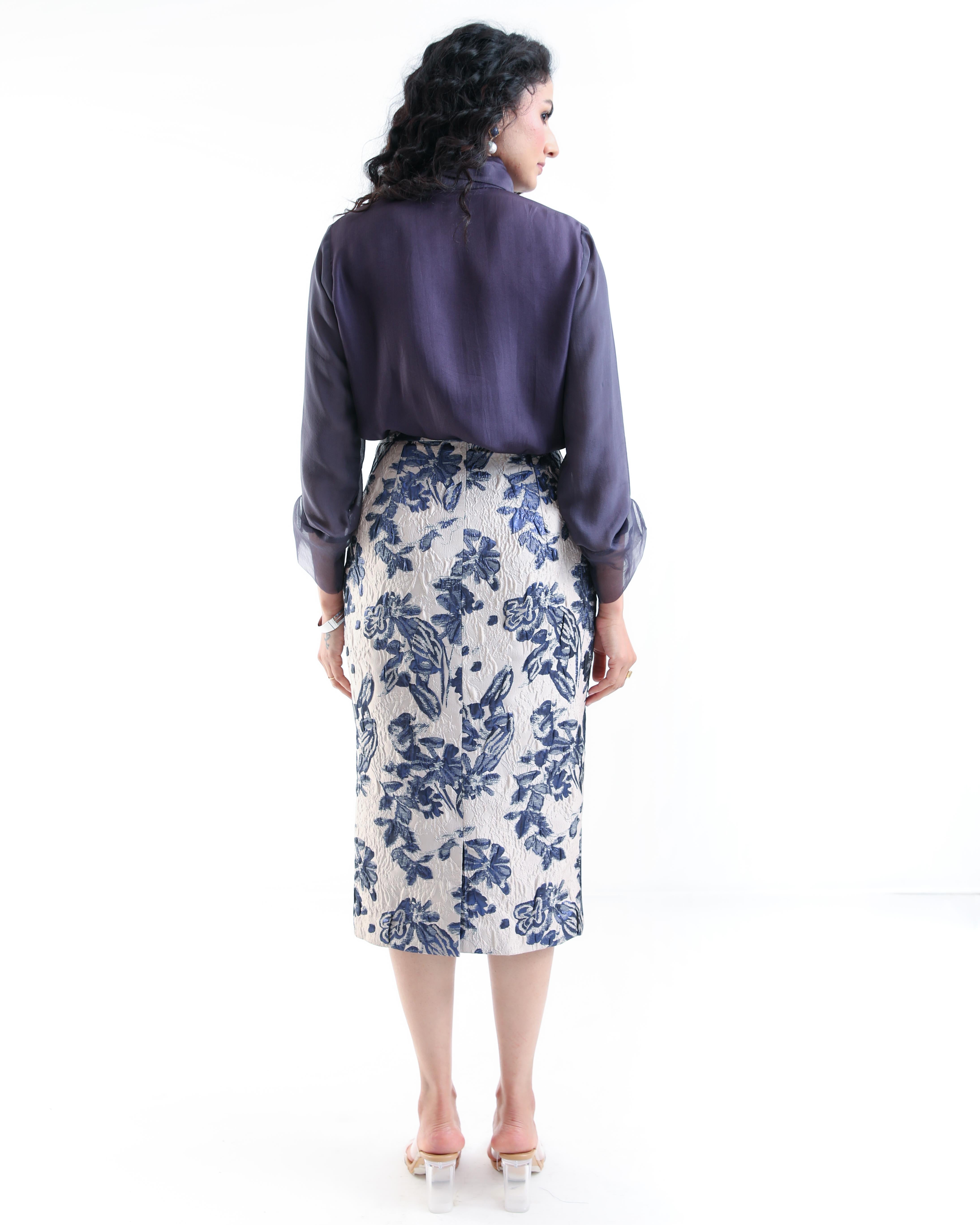 Purple Scarf Collar Shirt