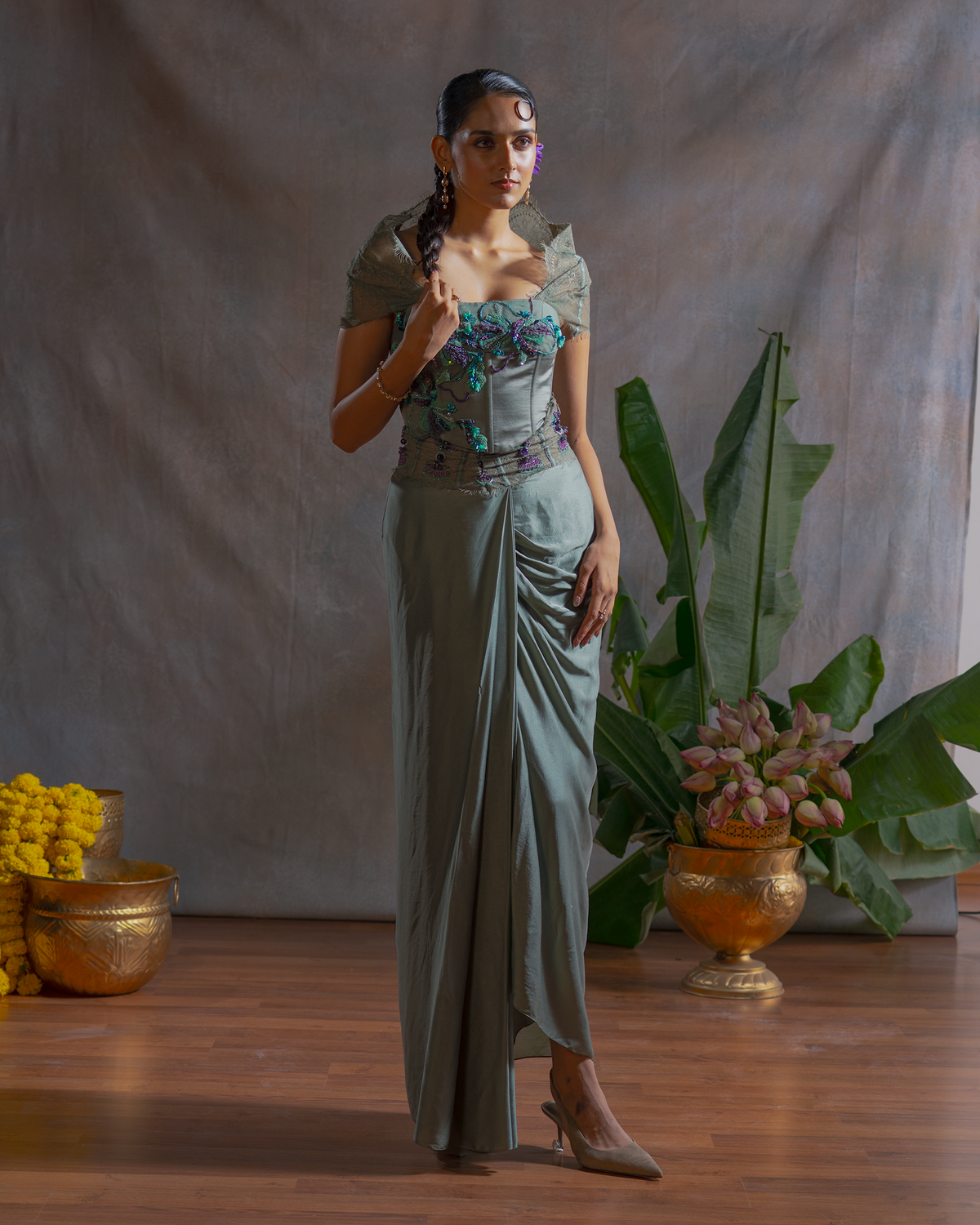 SAGE GREEN LACE CAPE