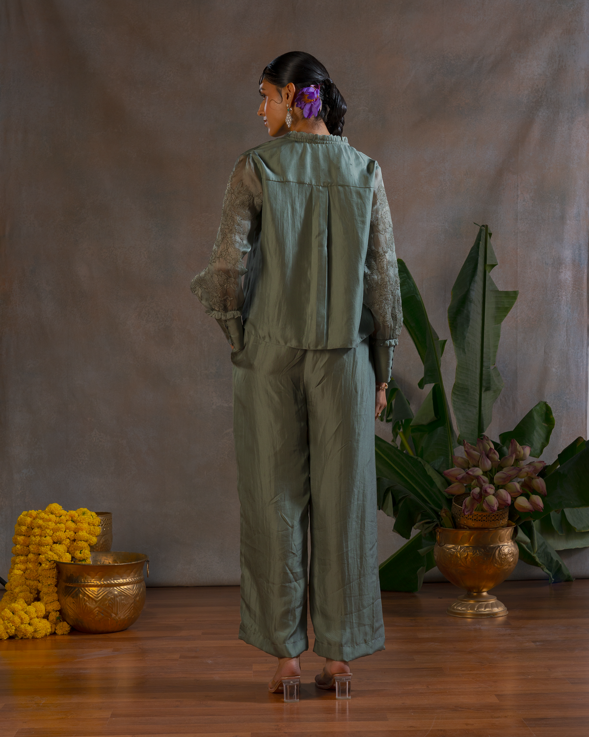 SAGE GREEN SILK SHIRT