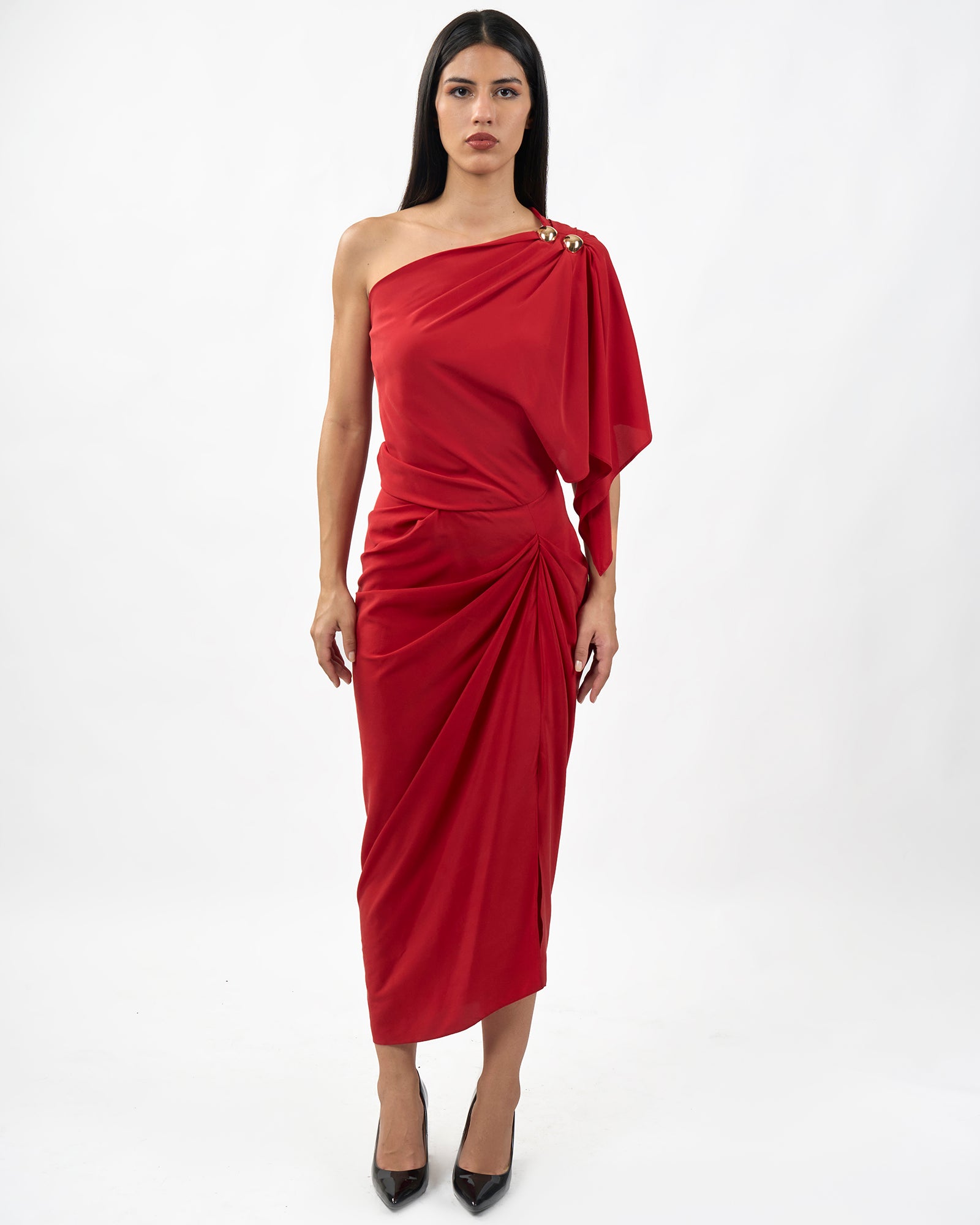 Crimson buckle Dress