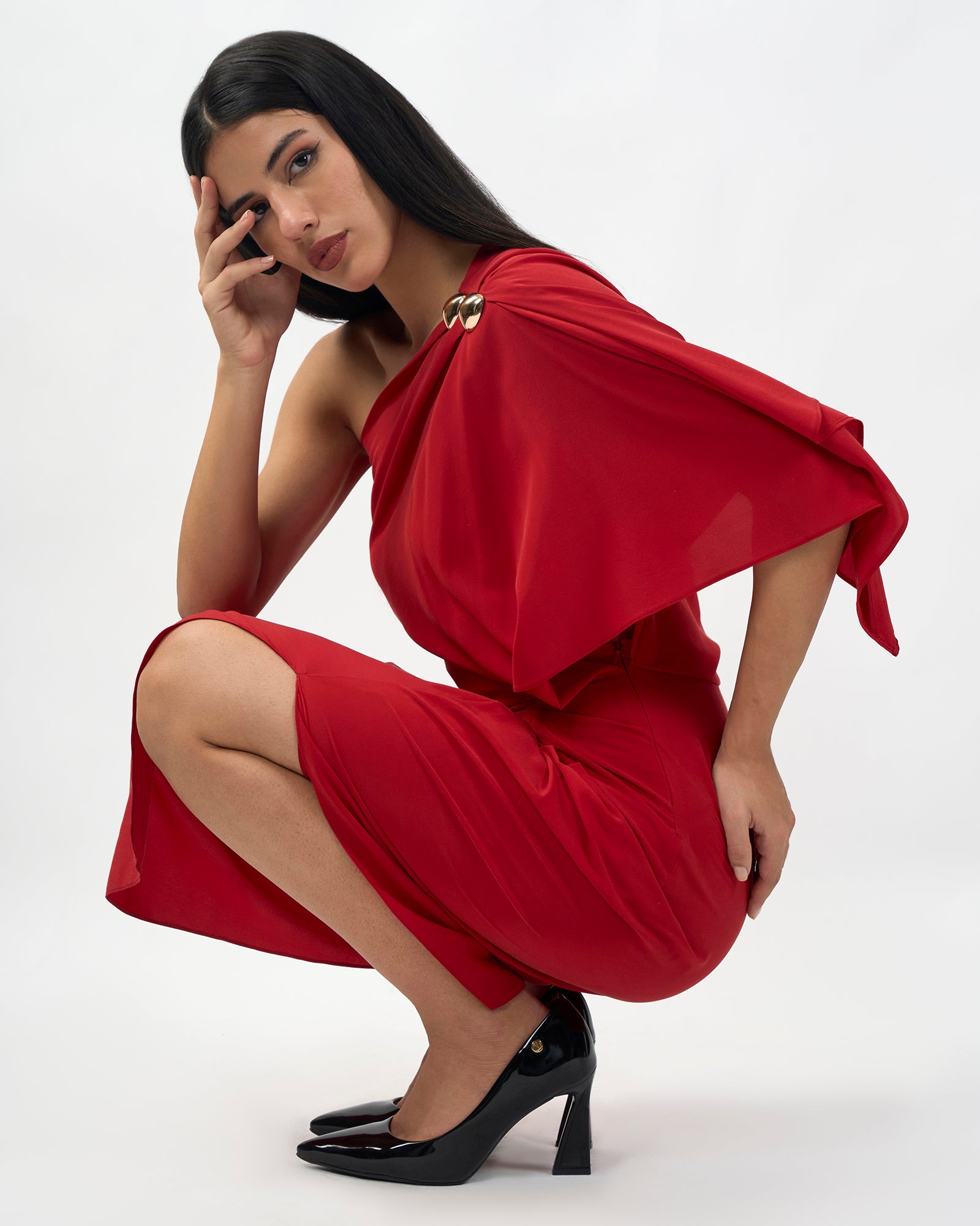 Crimson buckle Dress