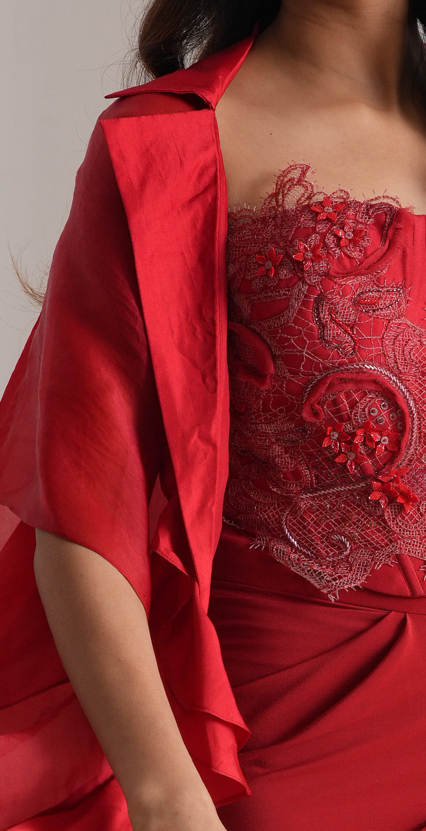 Crimson Ruffled Cape