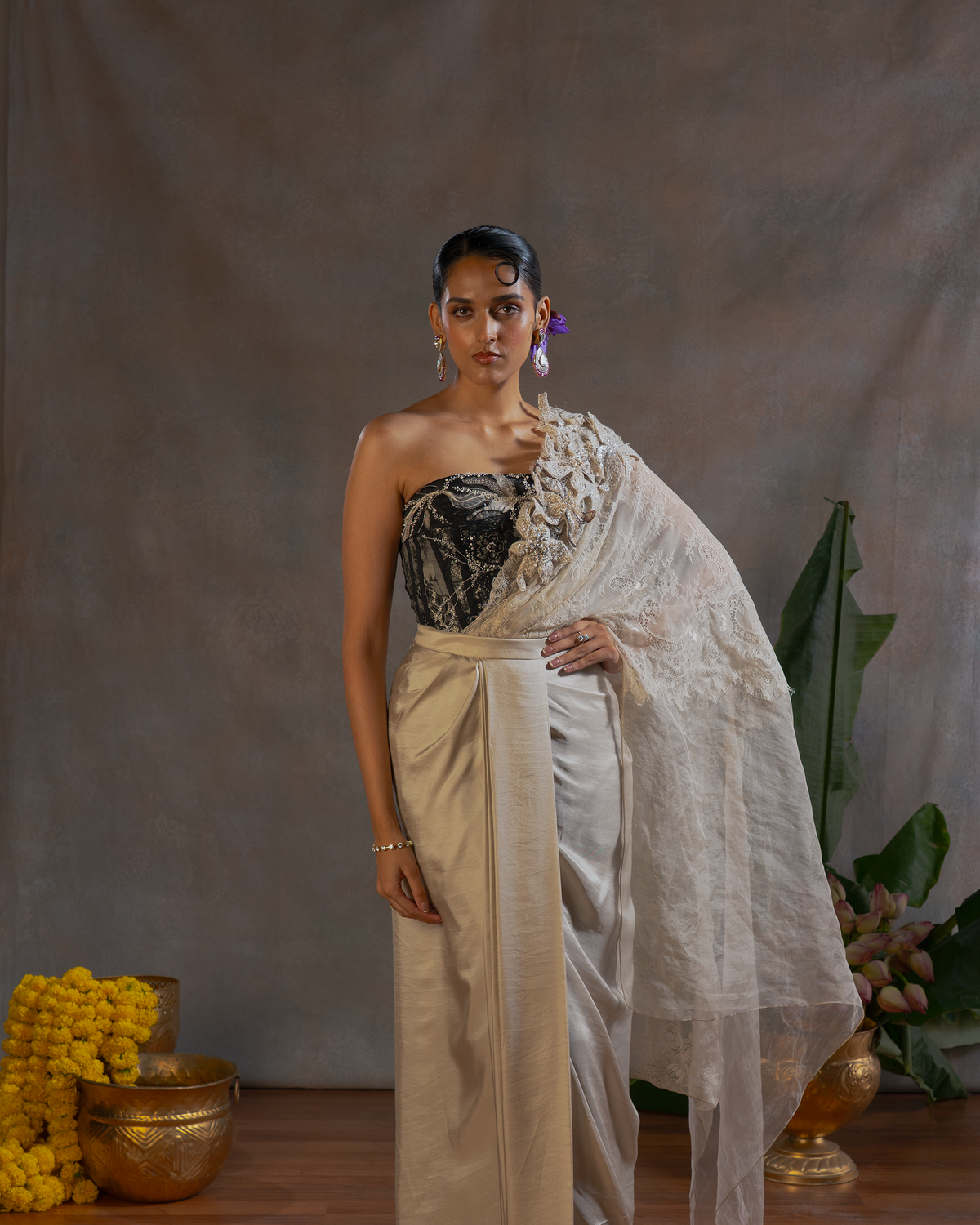 PEARL DRAPE DETACHABLE SAREE