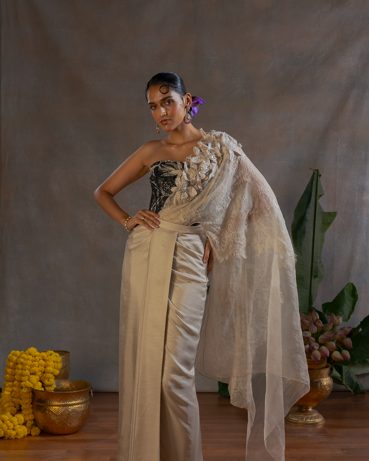 PEARL DRAPE DETACHABLE SAREE