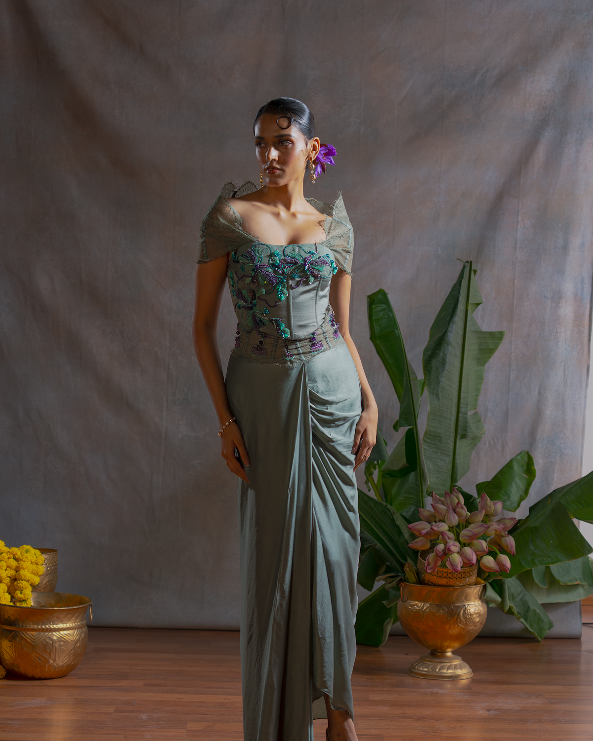 SAGE GREEN LACE CAPE