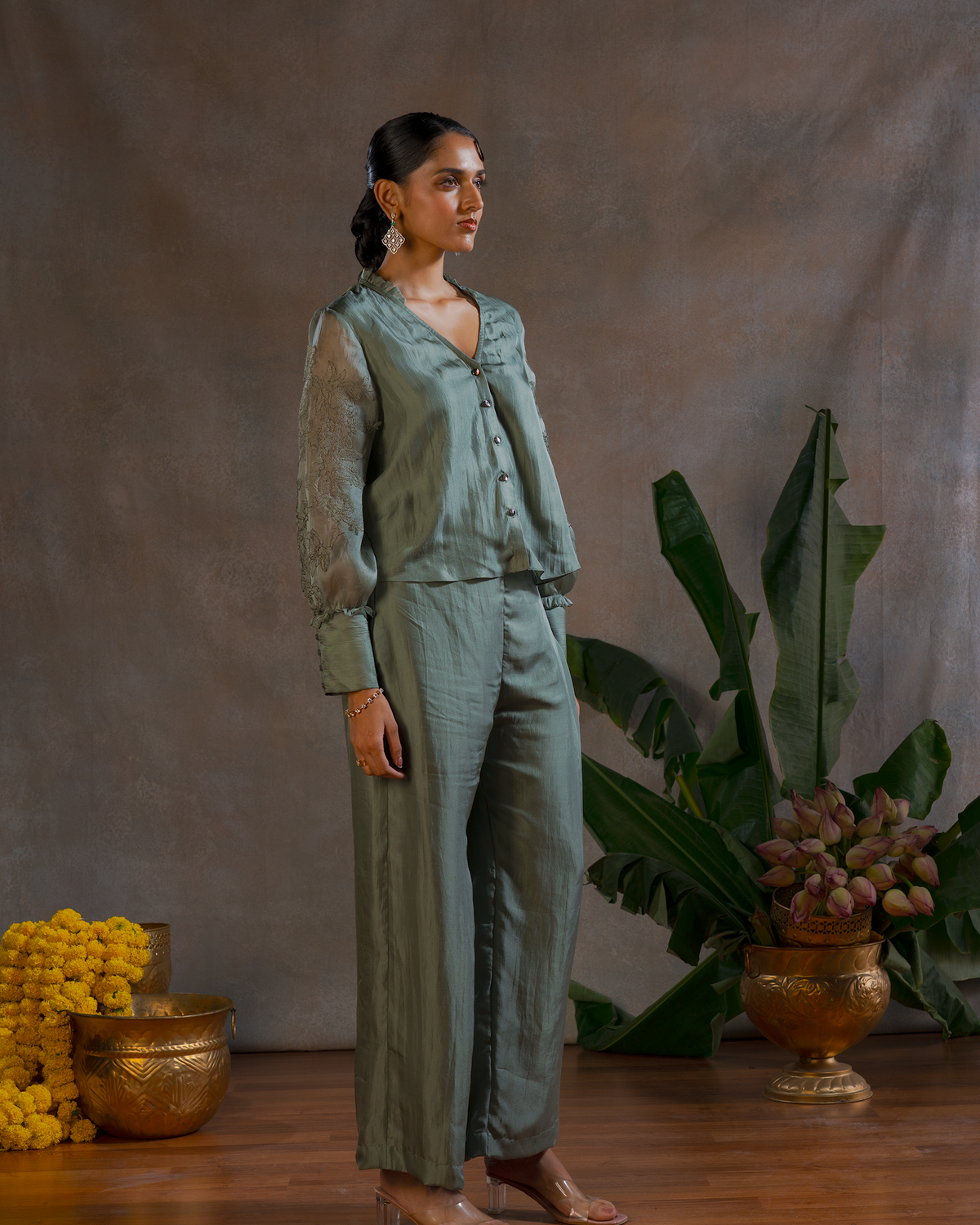 SAGE GREEN SILK SHIRT