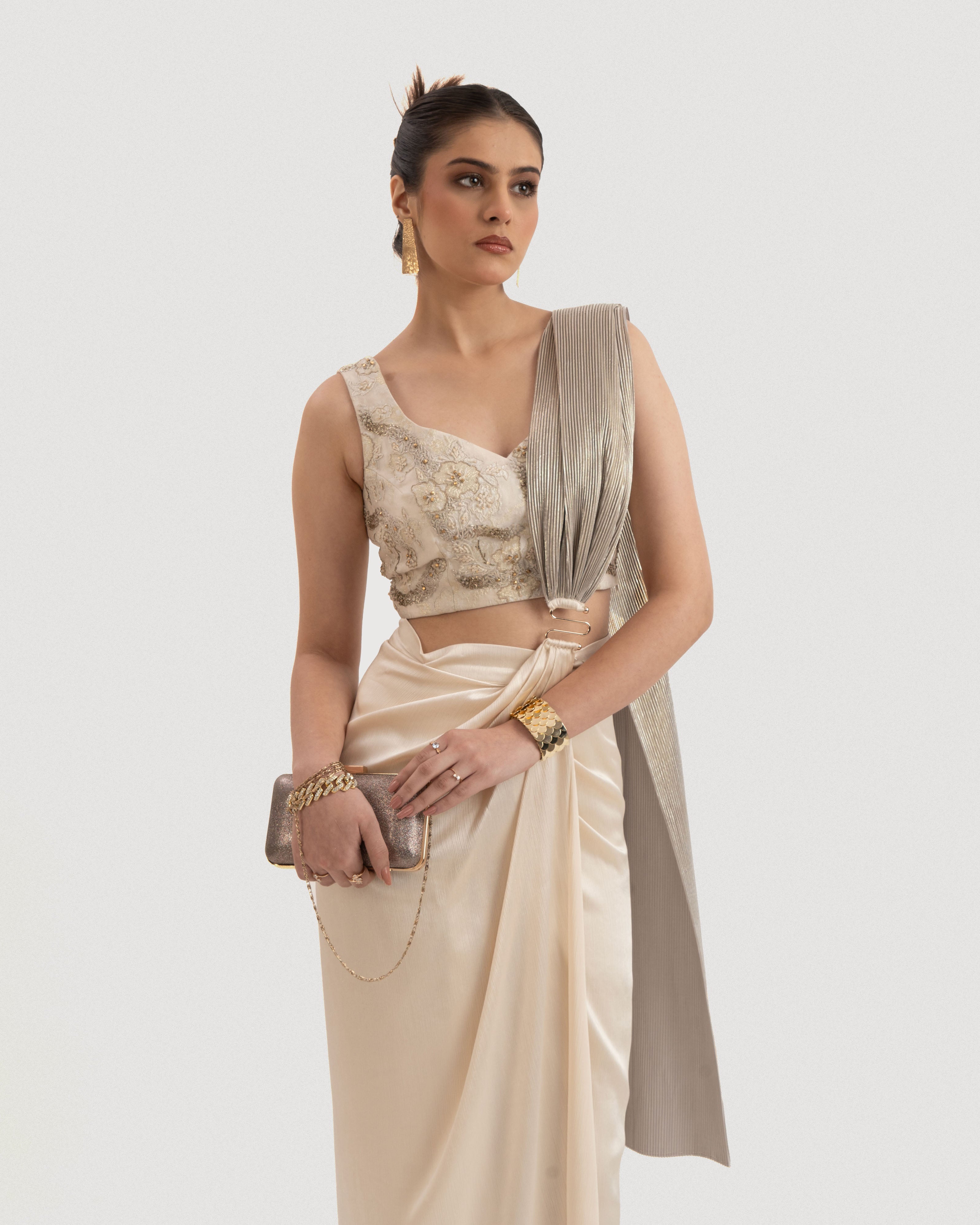 The Metallic Saree Symphony