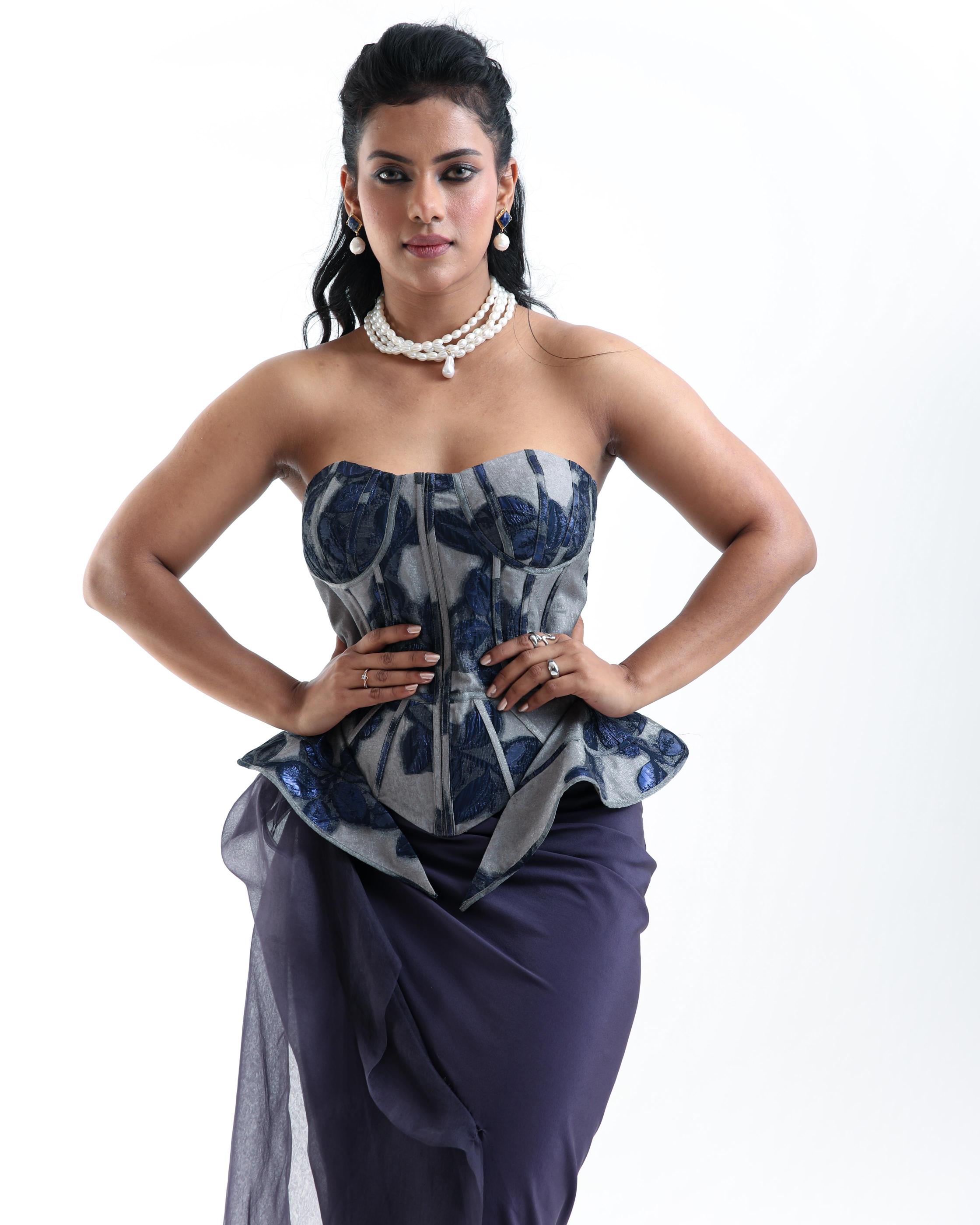 Ebony Clay Organza Jacqard Corset