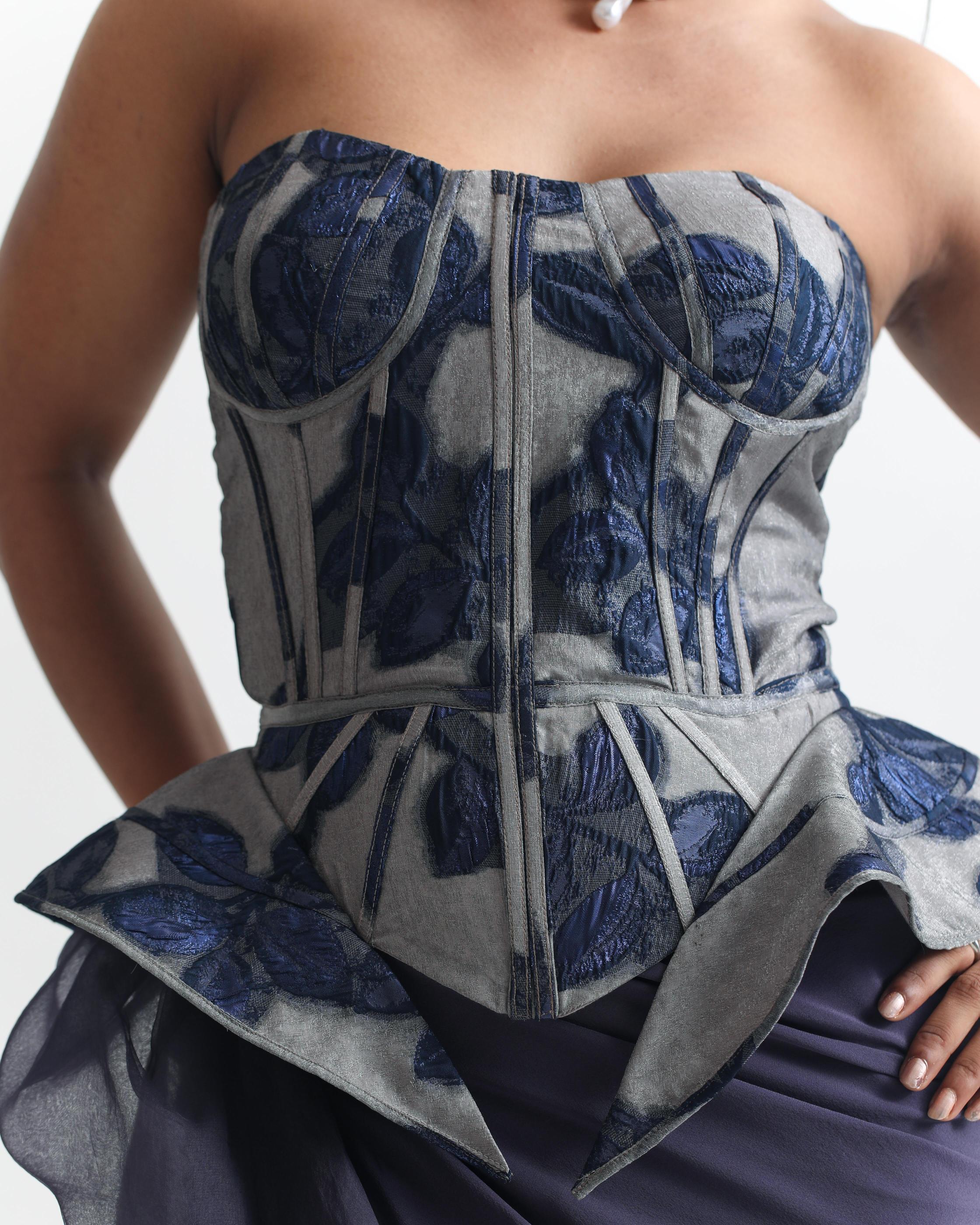 Ebony Clay Organza Jacqard Corset
