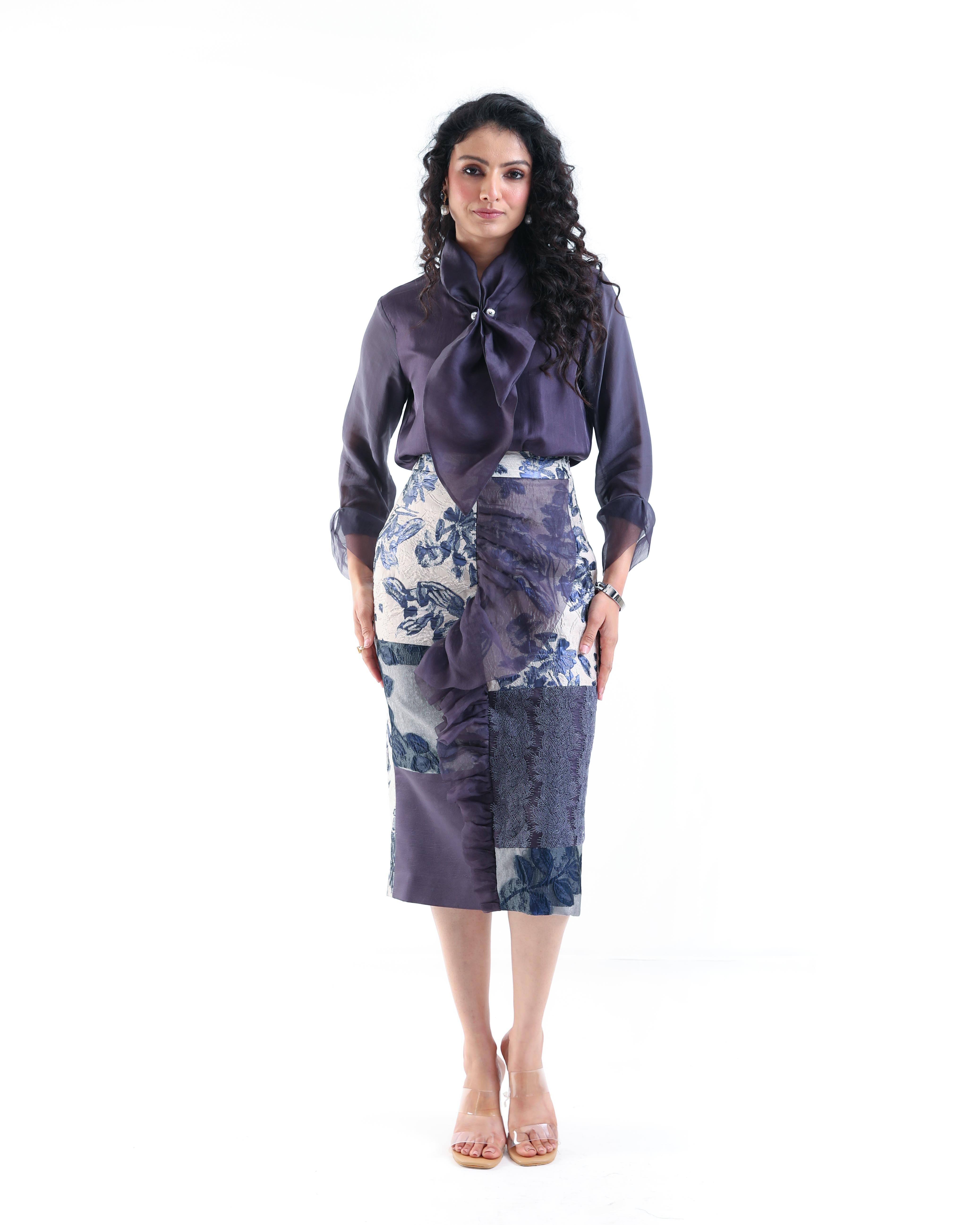 Patchwork Organza & Jacquard Skirt