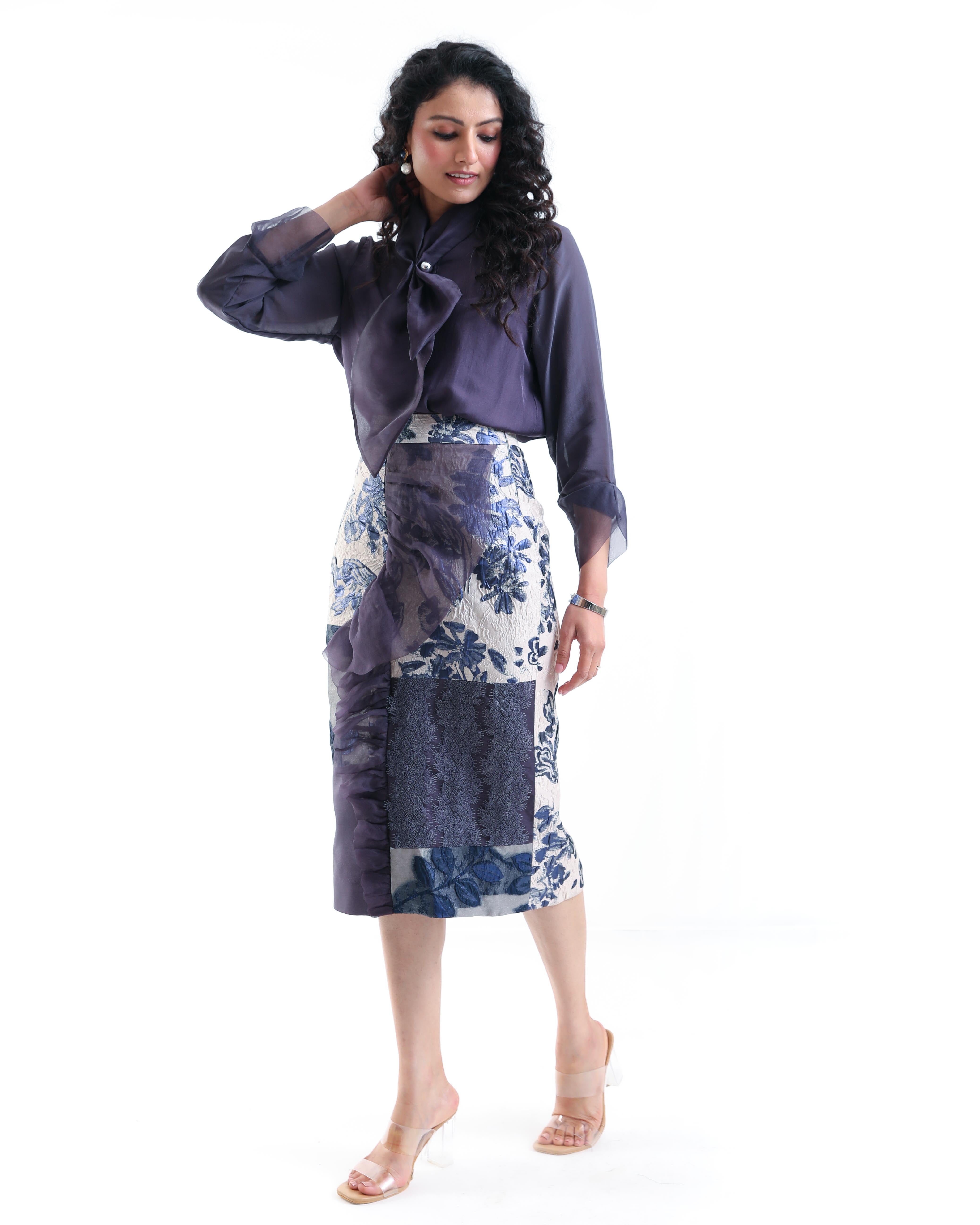 Patchwork Organza & Jacquard Skirt