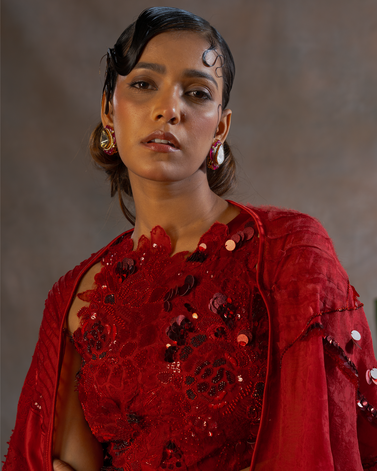 RED BLOOM DETACHABLE SAREE
