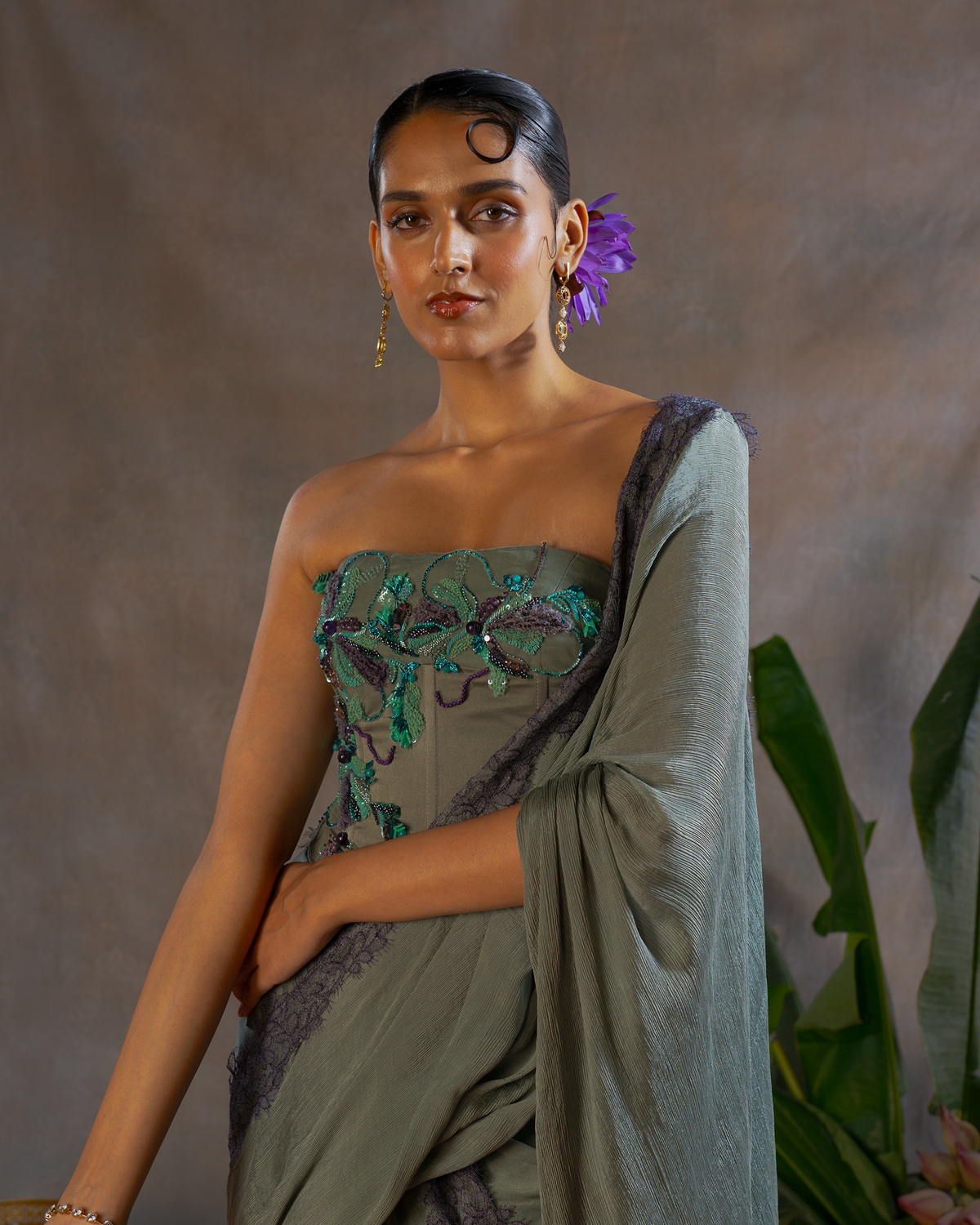 SAGE GREEN PRE DRAPED SAREE