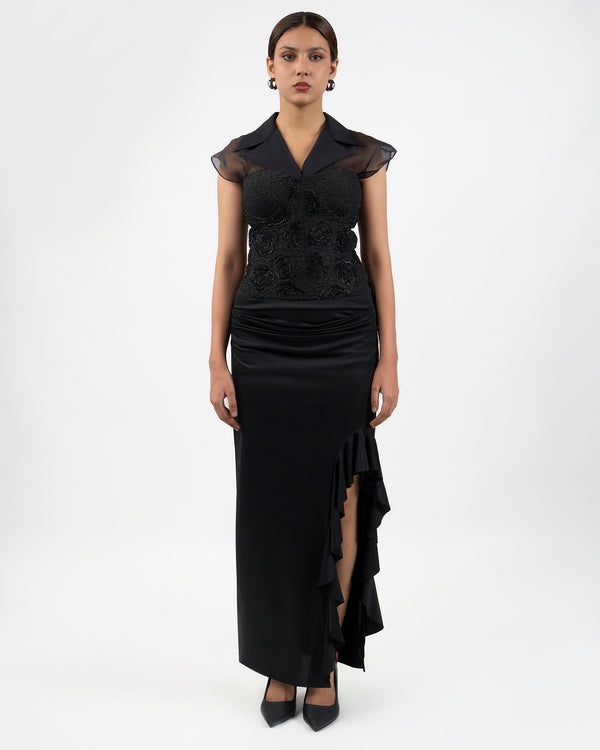 Ruffled slit Skirt