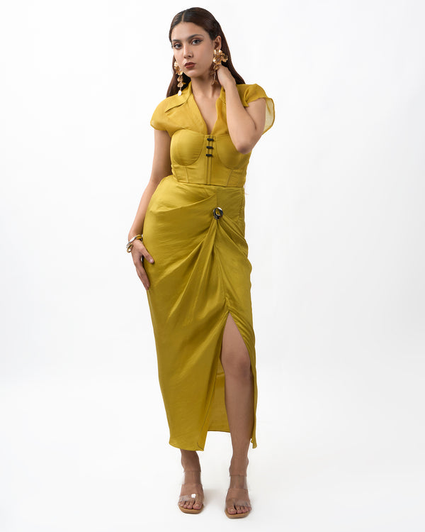Golden drape skirt