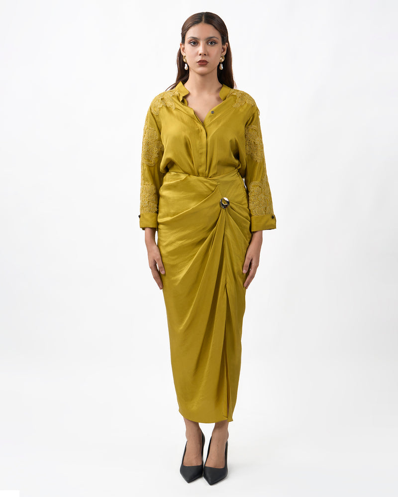 Golden drape skirt