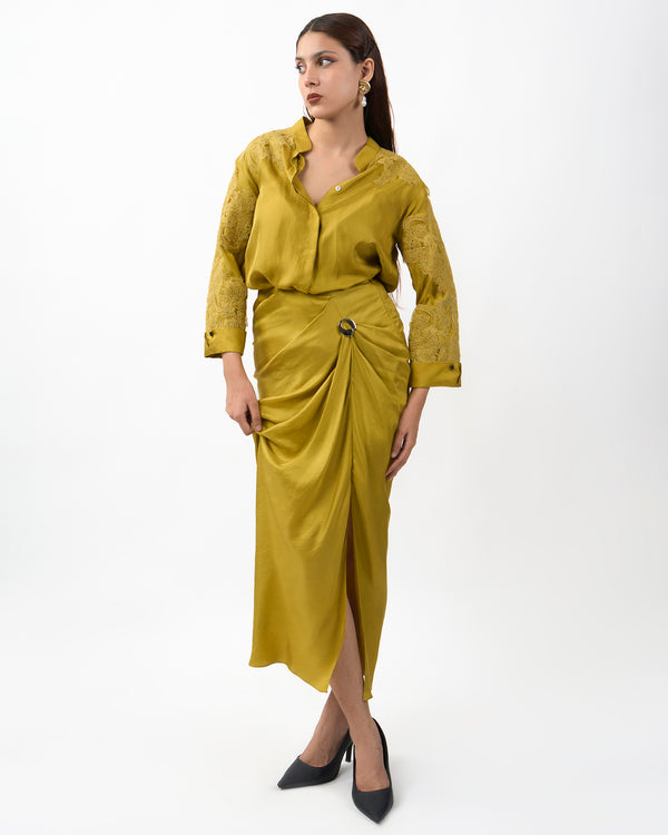 Golden drape skirt