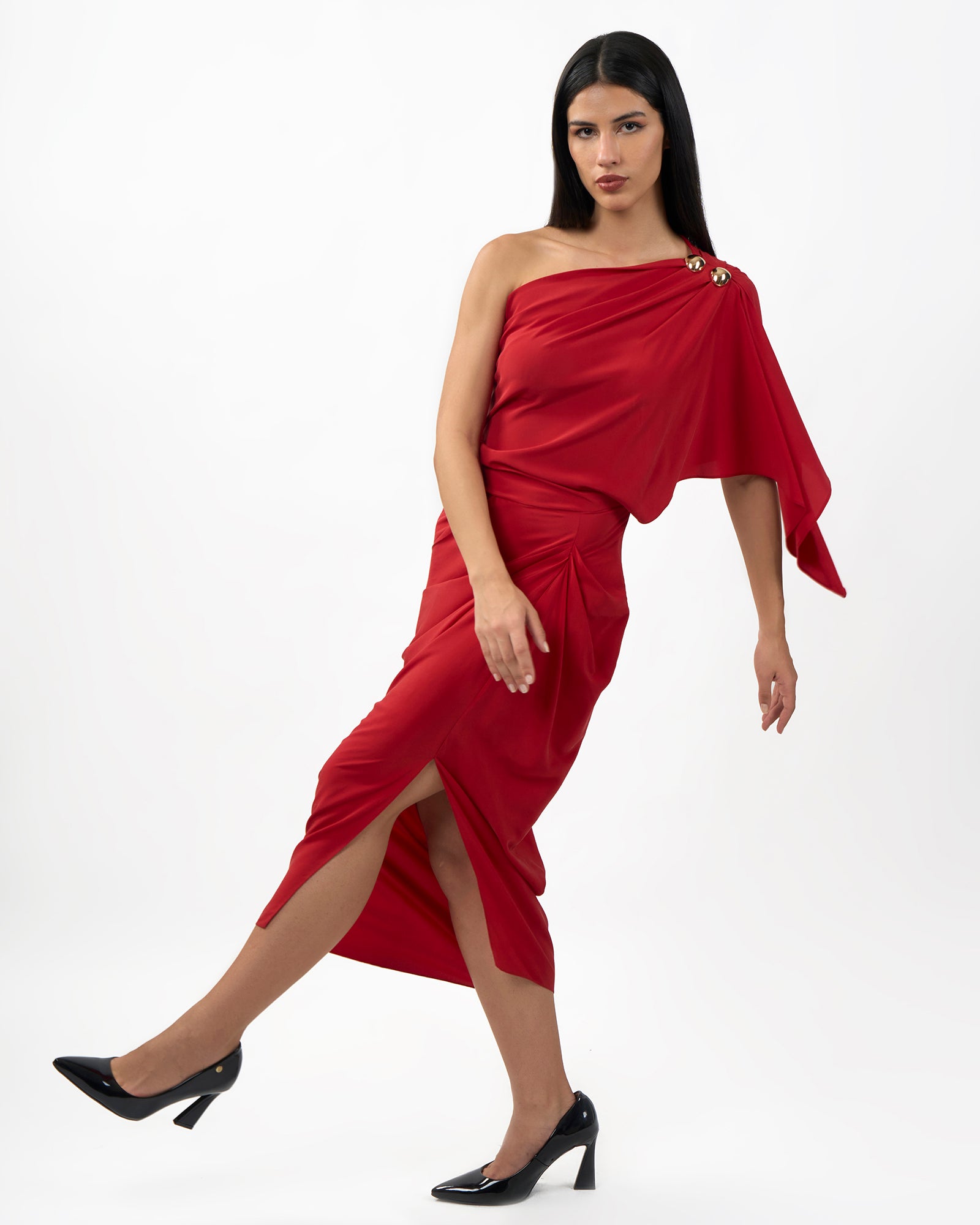 Crimson buckle Dress