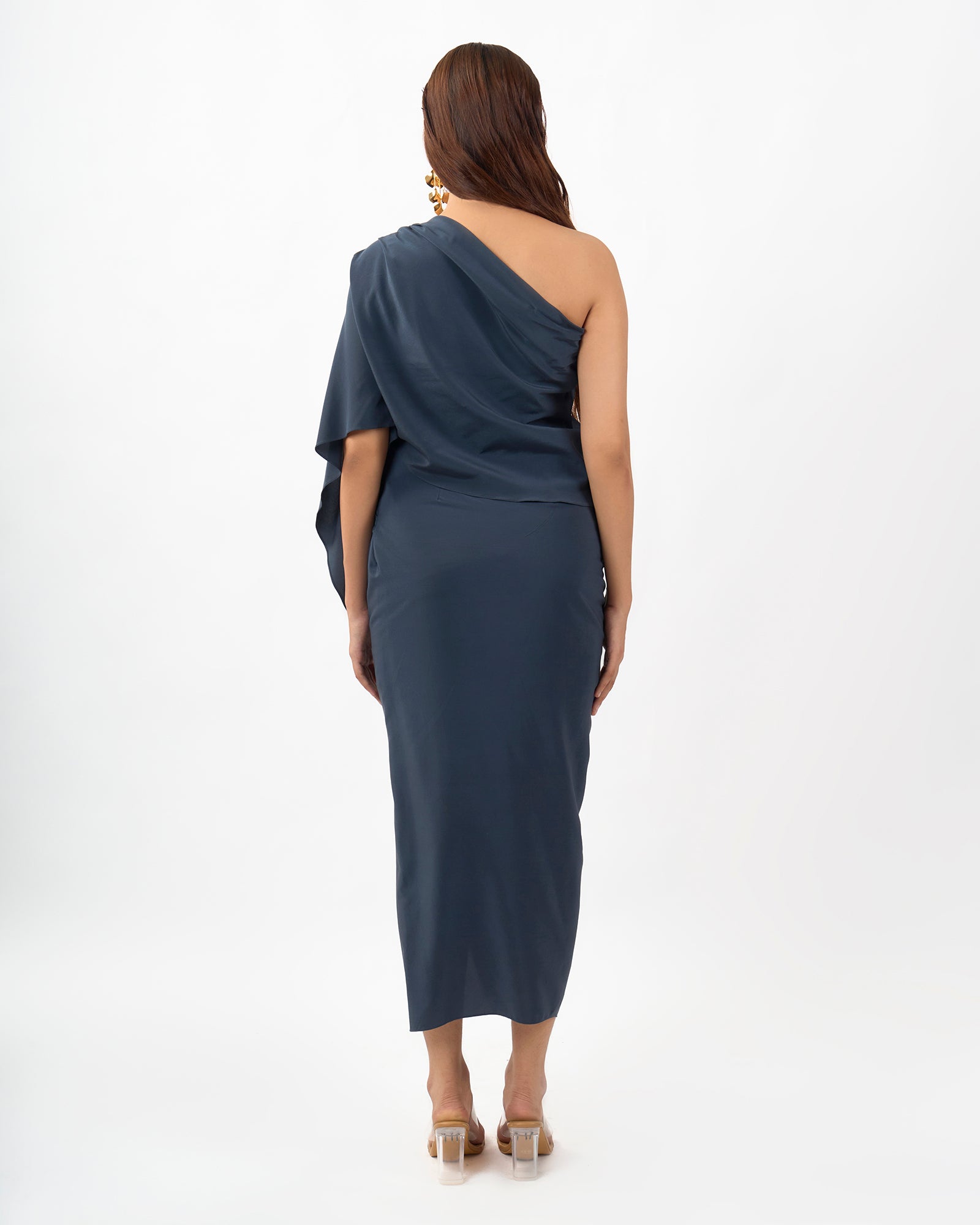 Midnight grey one shoulder Top