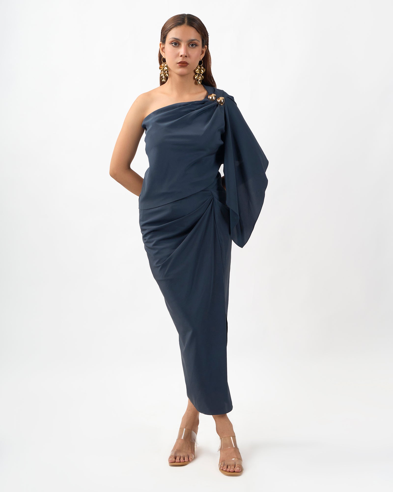 Midnight Grey Drape Skirt