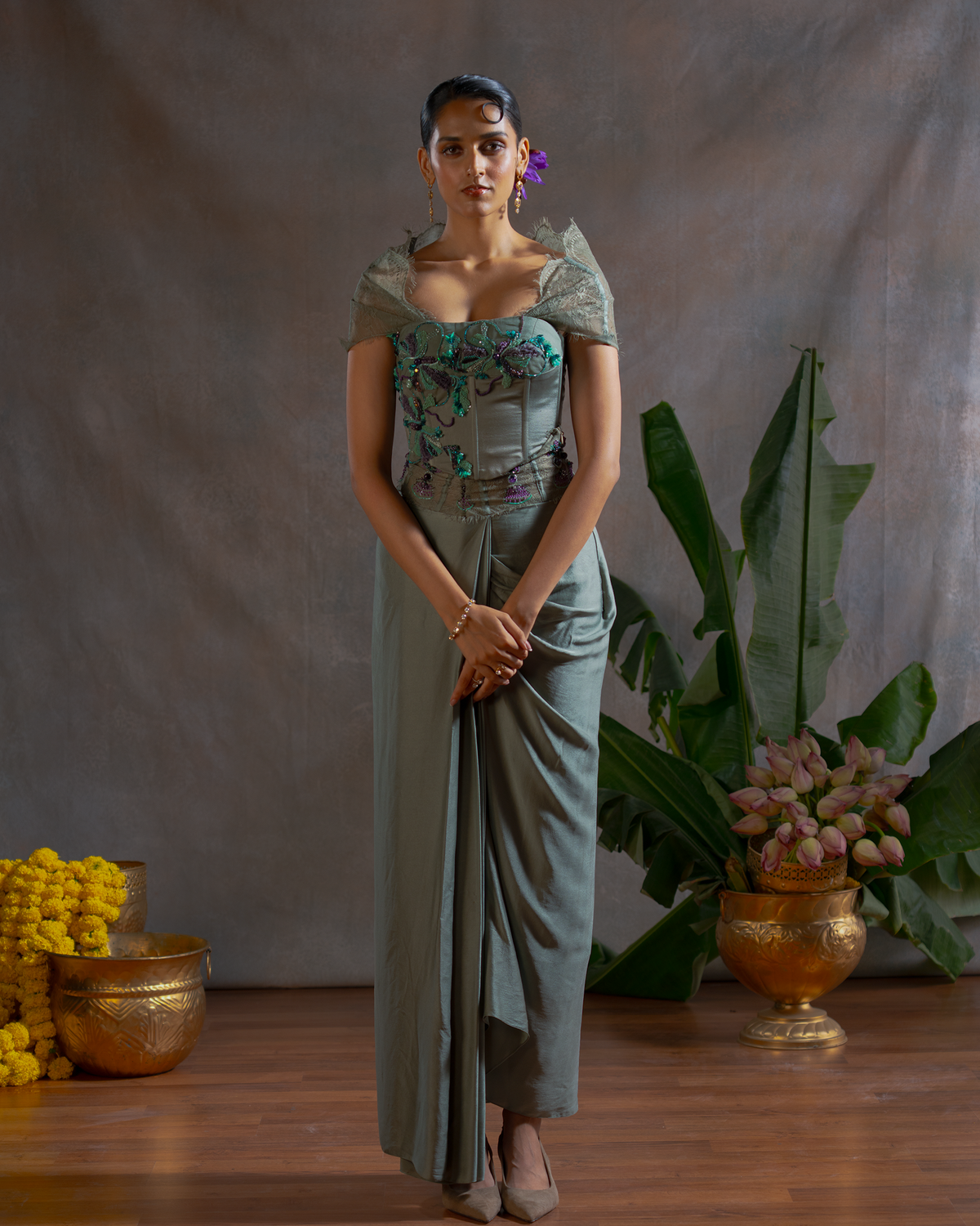 SAGE GREEN LACE CAPE