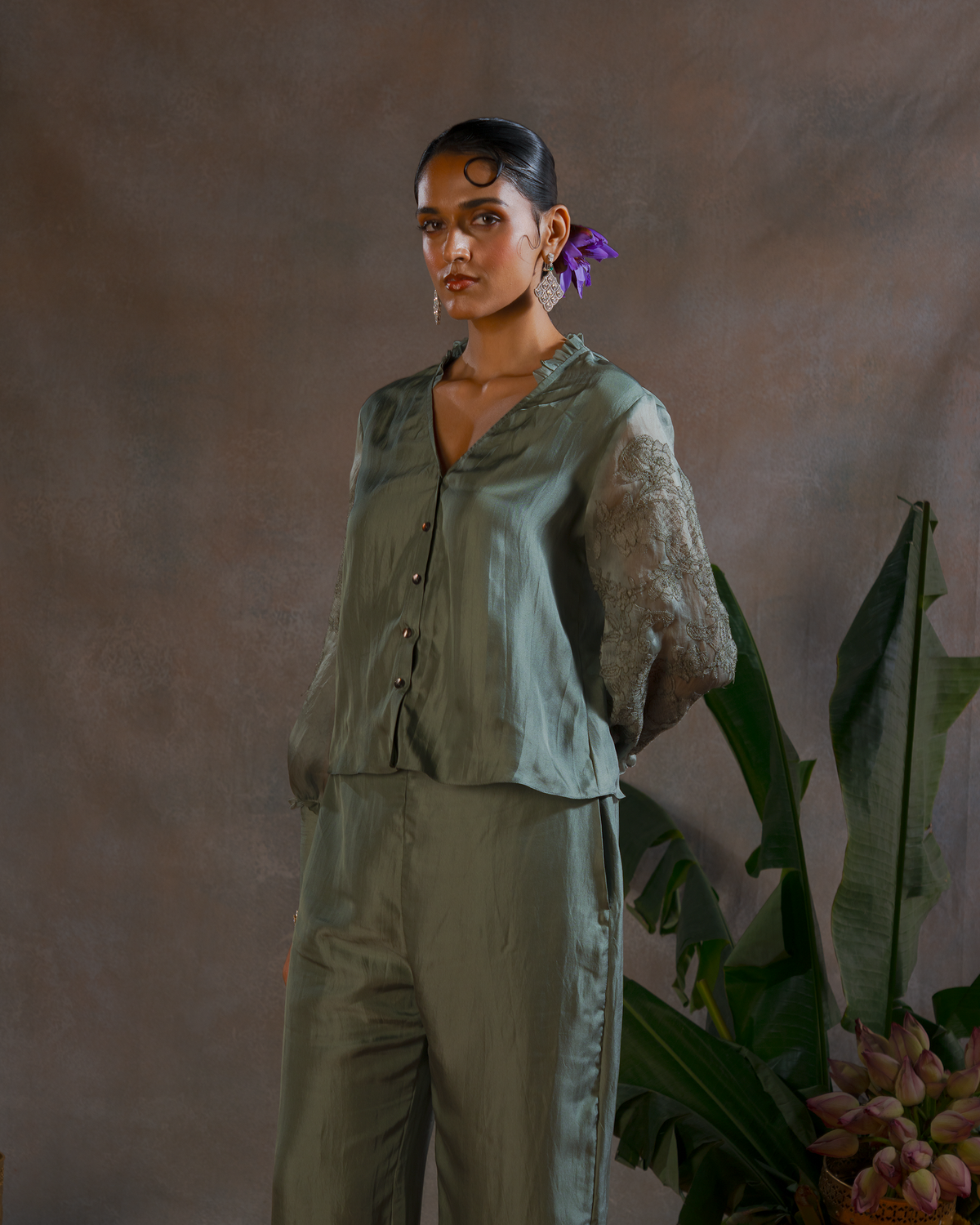SAGE GREEN SILK SHIRT