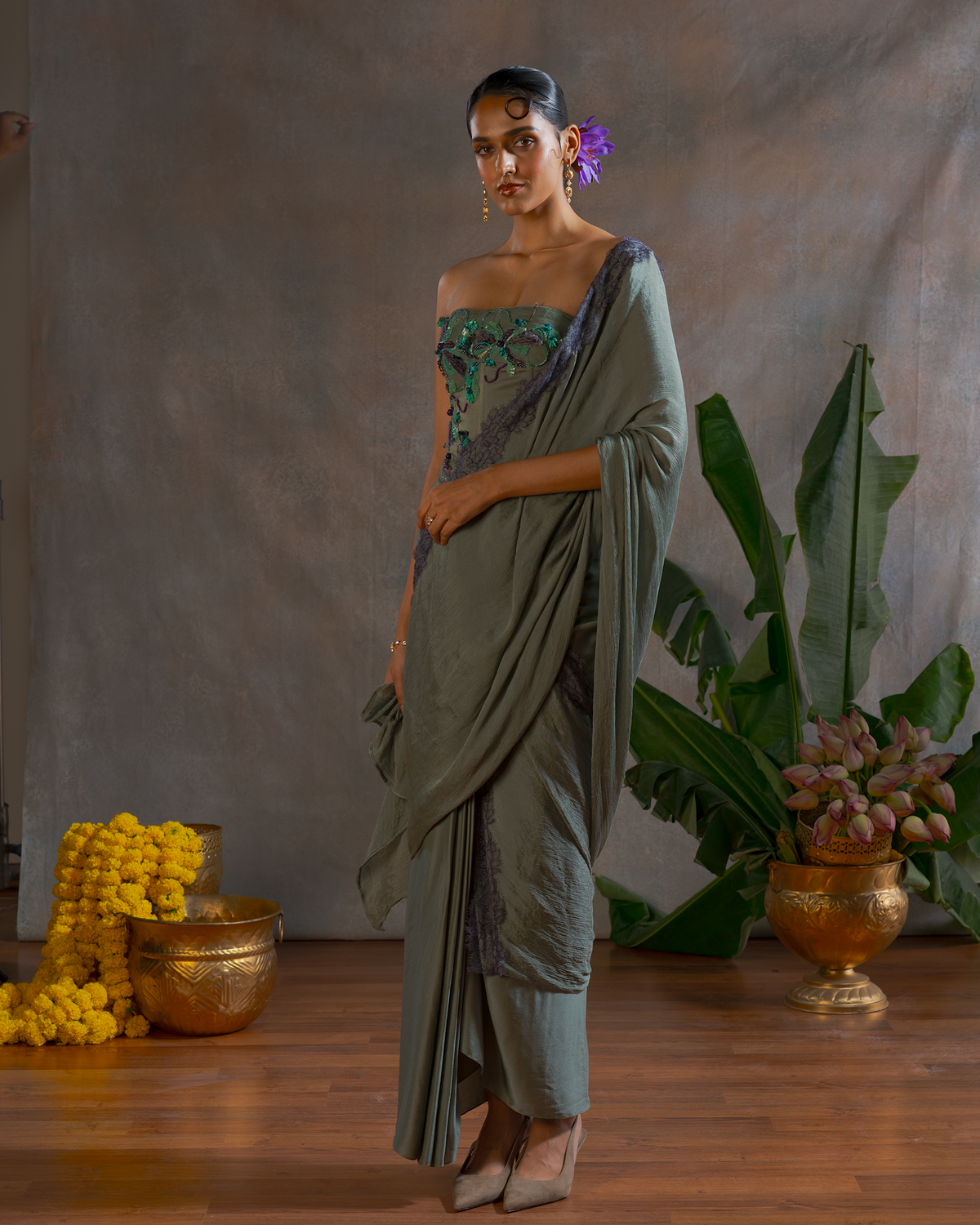 EMERALD PRE DRAPED SAREE
